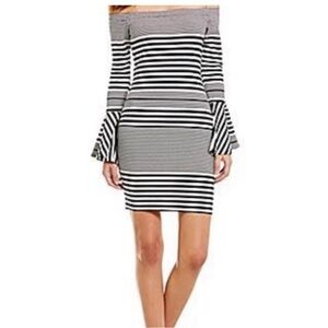 Sugar+Lips Striped Off-Shoulder Dress. Size S